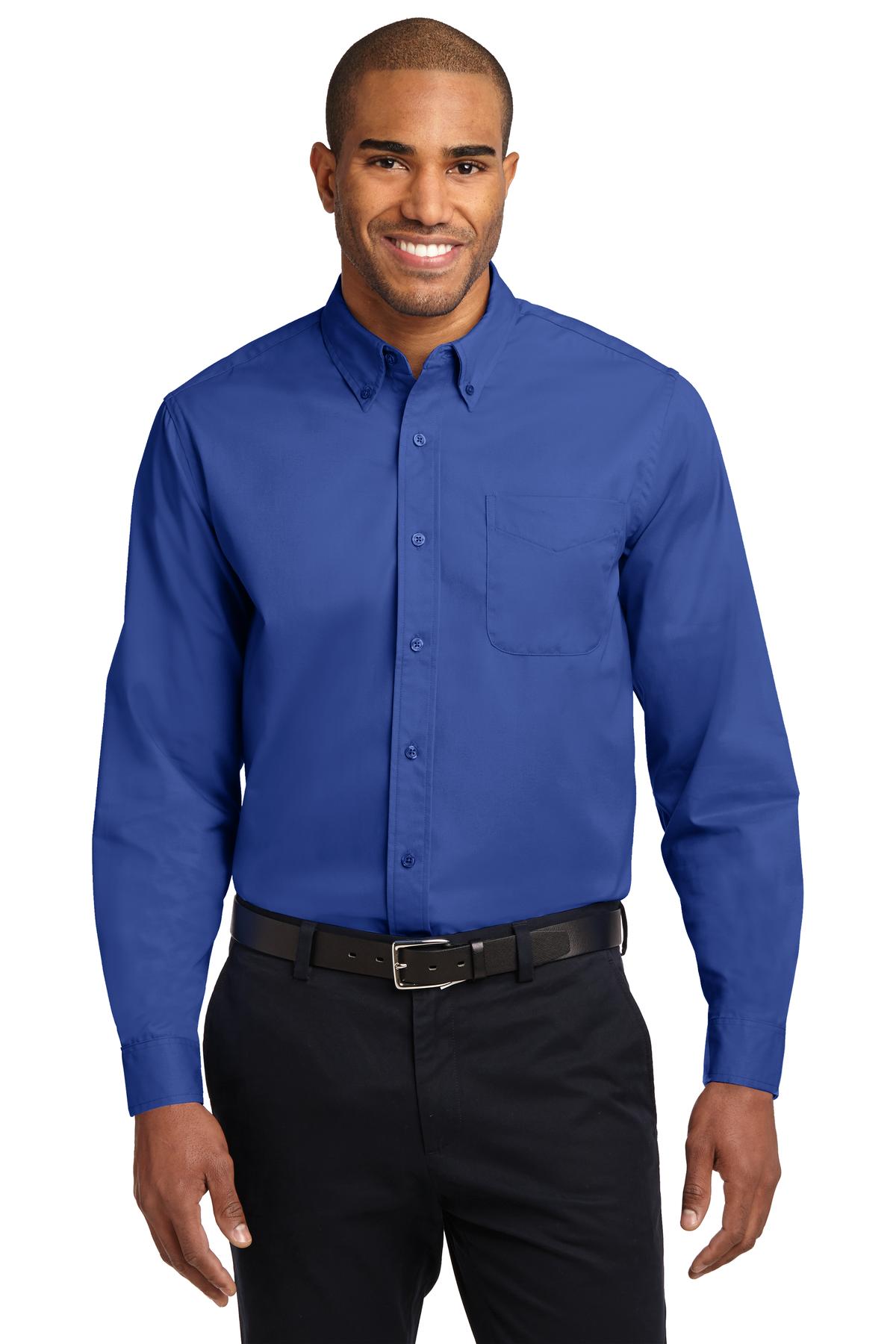 Front View of Royal/Cl Navy Port Authority Long Sleeve Easy Care Shirt S608