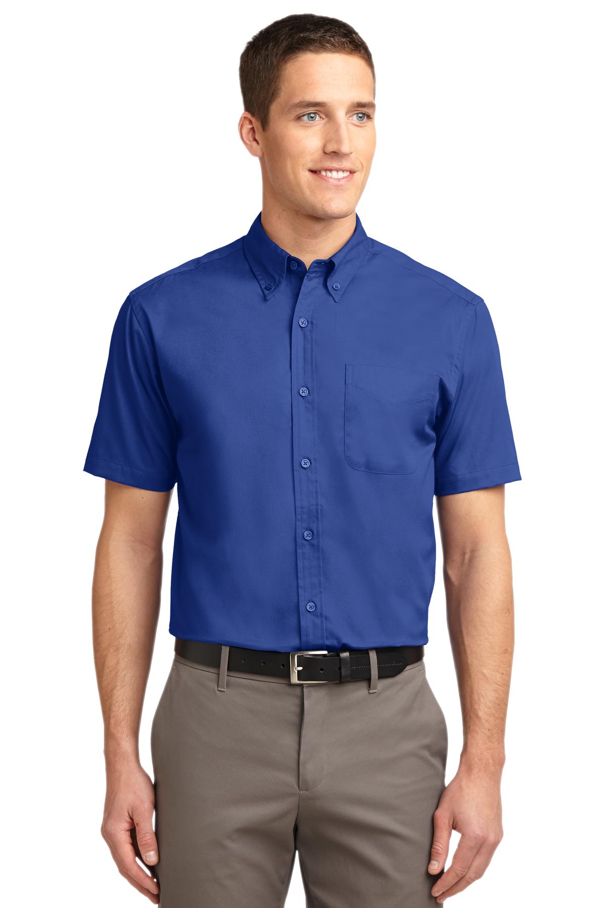 Front View of Royal/Cl Navy Port Authority Short Sleeve Easy Care Shirt. S508
