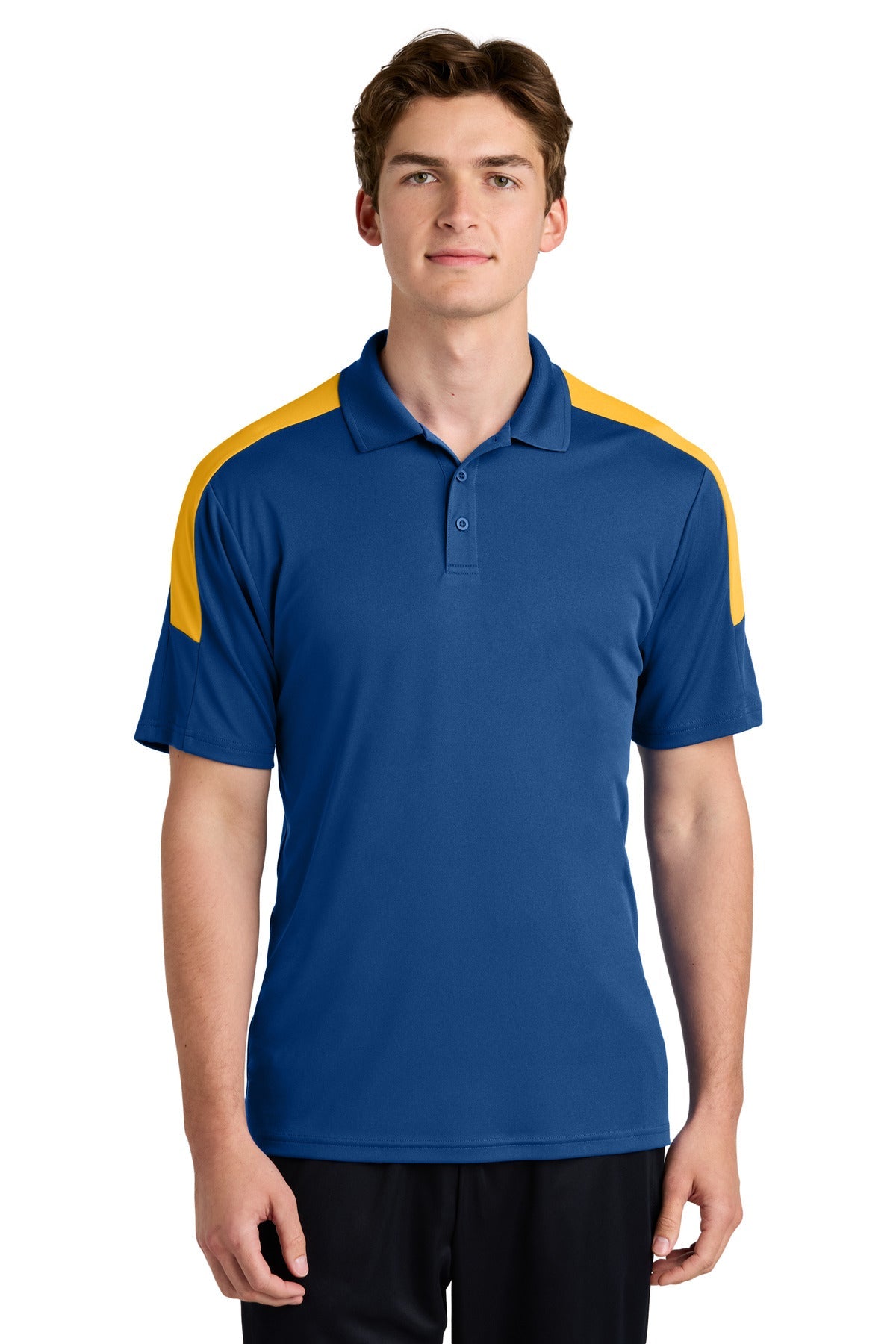 Front View of Royal/Gold Sport-Tek Competitor United Polo ST104