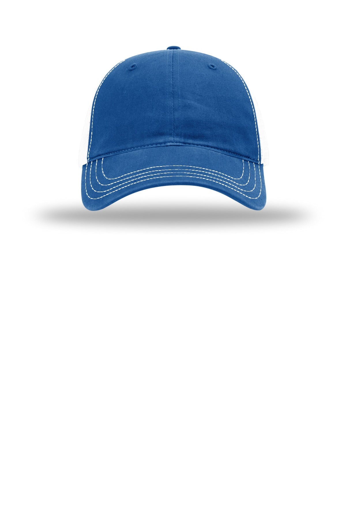 Front View of Royal/Wht Richardson Garment Washed Trucker 111