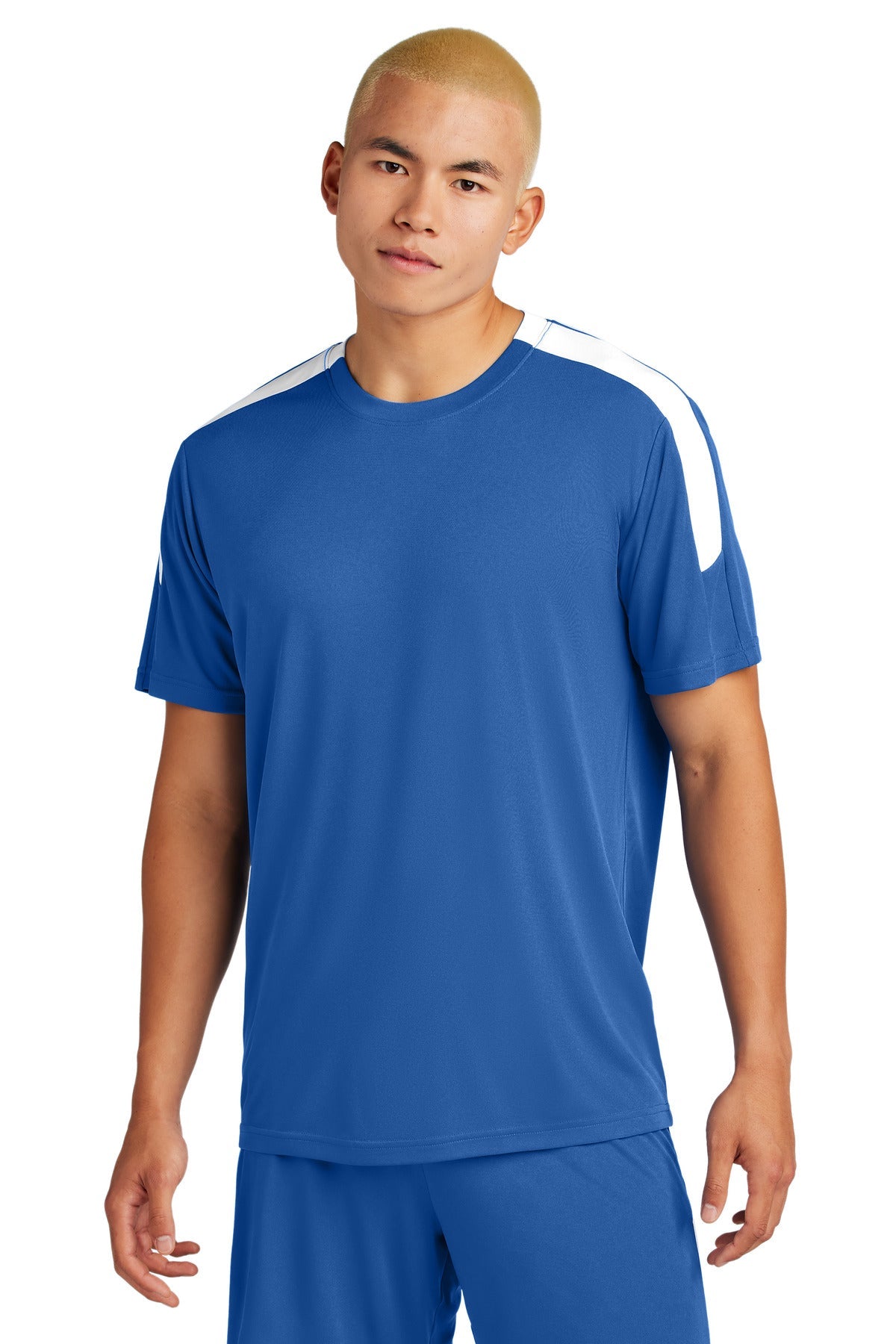 Front View of Royal/Wht Sport-Tek Competitor United Crew ST100
