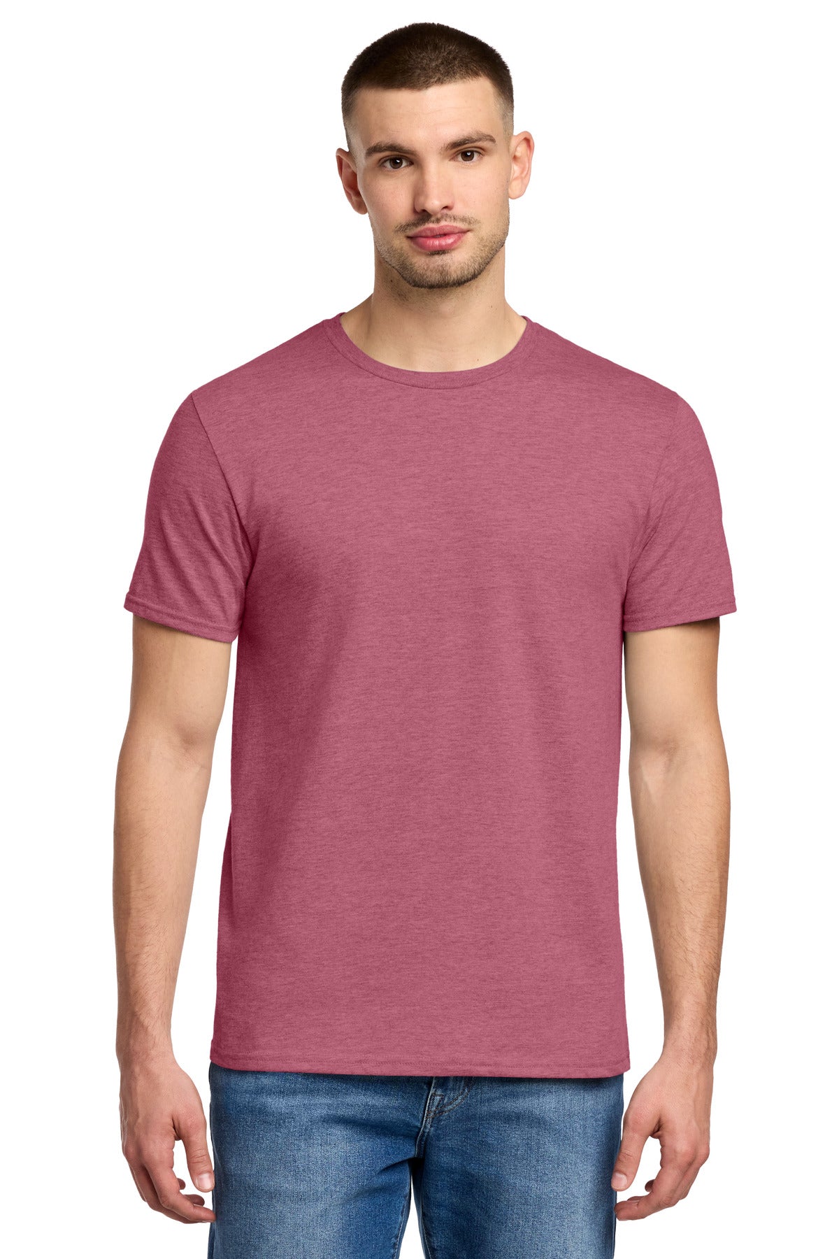 Front View of RspbryHthr Jerzees Premium Blend Ring Spun T-Shirt 560M