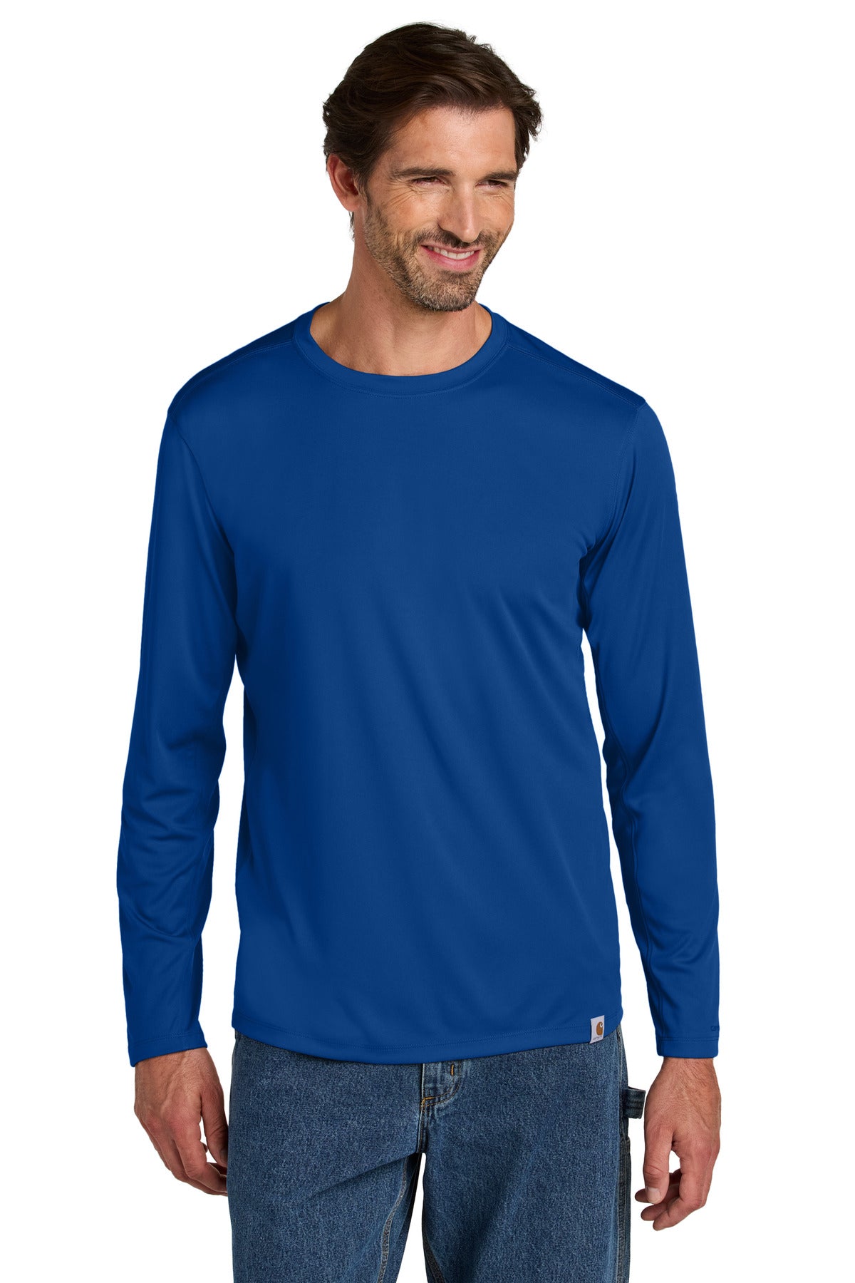 Front View of RylGlassBl Carhartt Force Sun Defender Long Sleeve T-Shirt CT106972