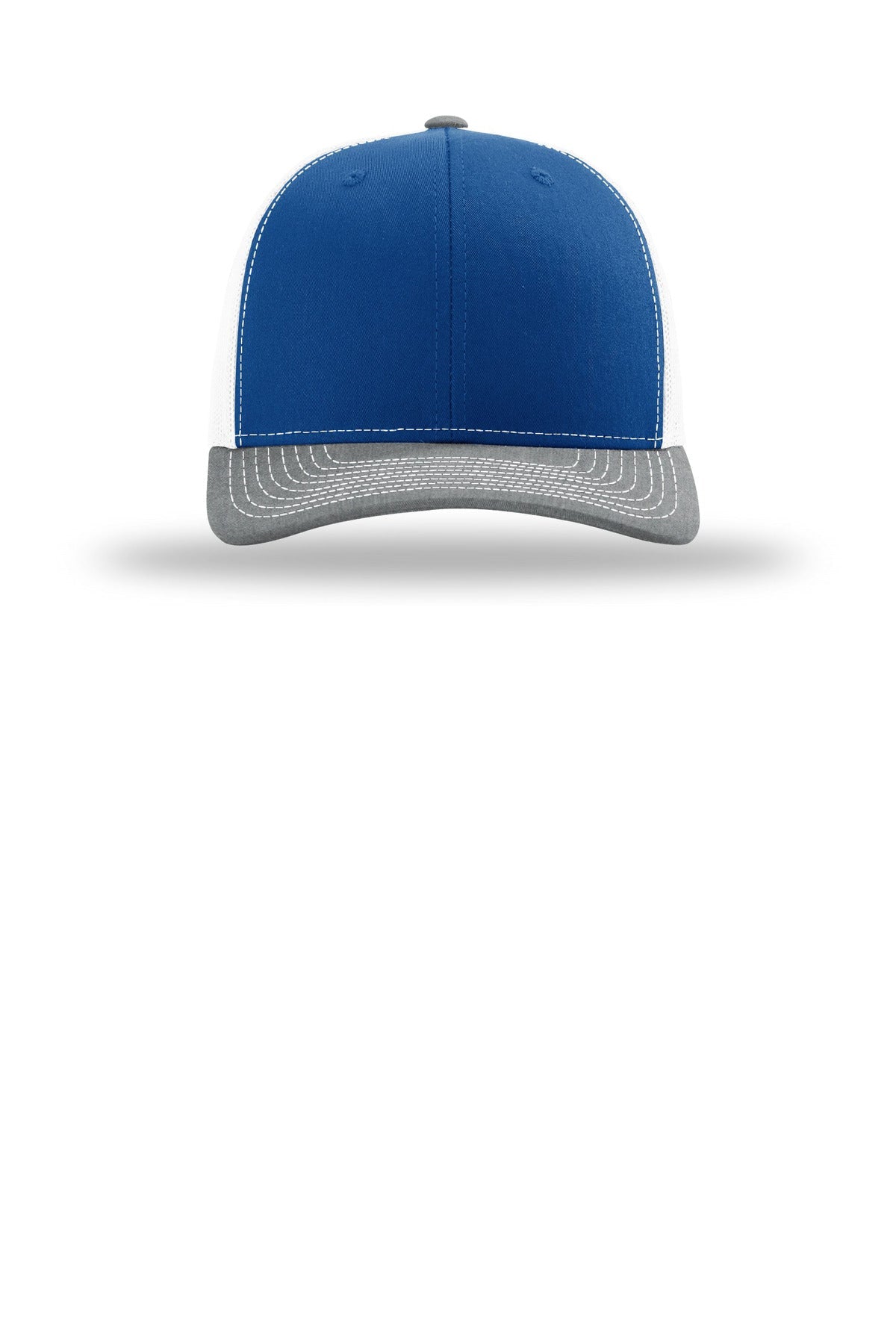 Front View of Ry/Wh/HtGy Richardson Trucker Cap 112