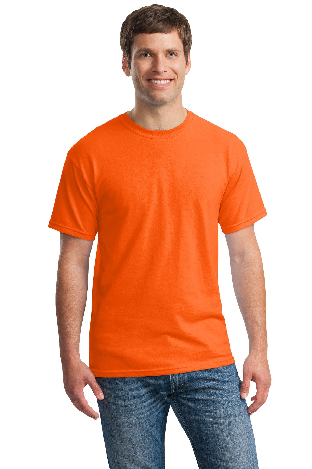 Front View of S Orange Gildan - Heavy Cotton 100% Cotton T-Shirt. 5000