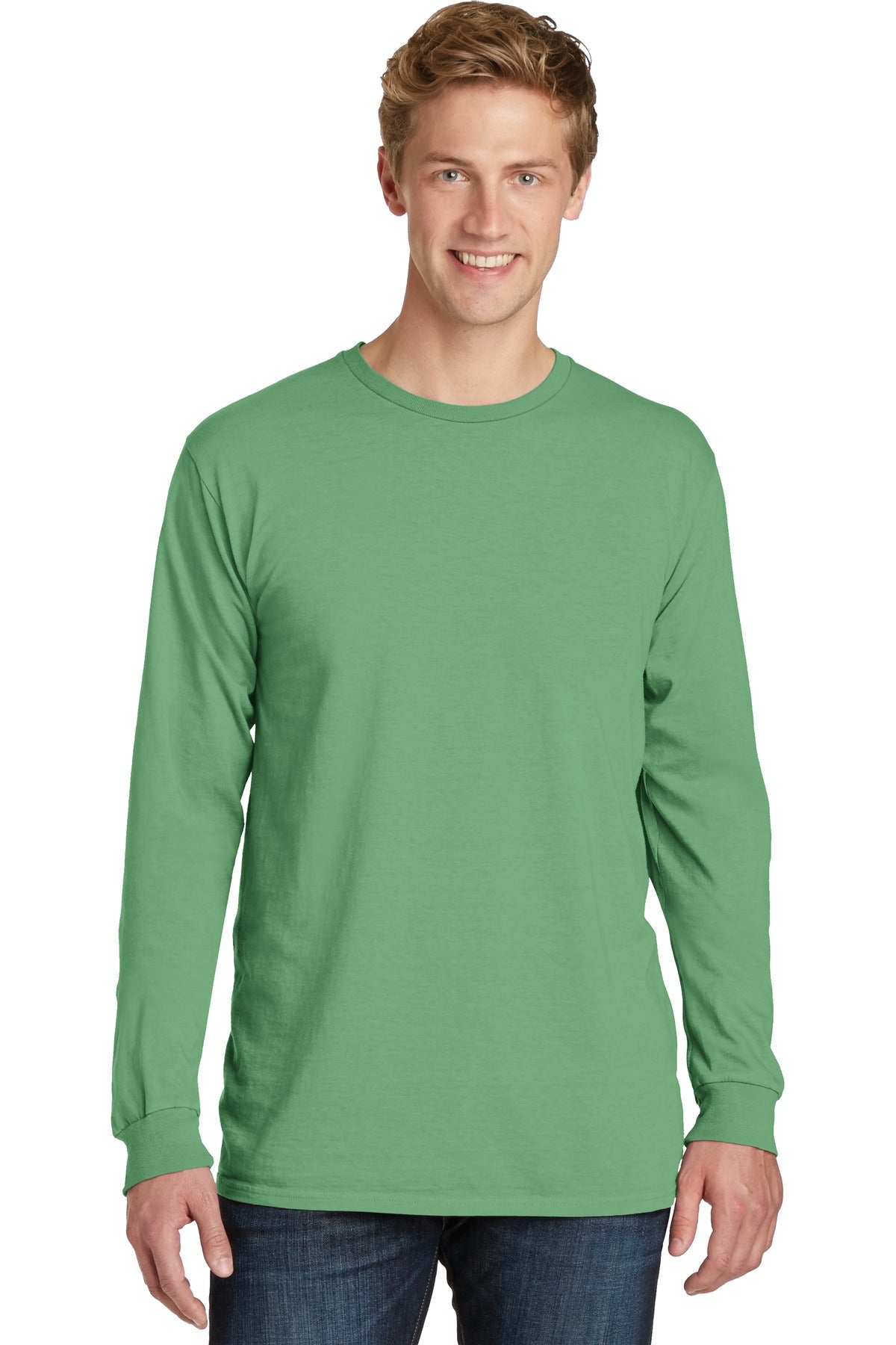 Front View of Safari Port & Co Beach Wash Garment-Dyed Long Sleeve Tee PC099LS