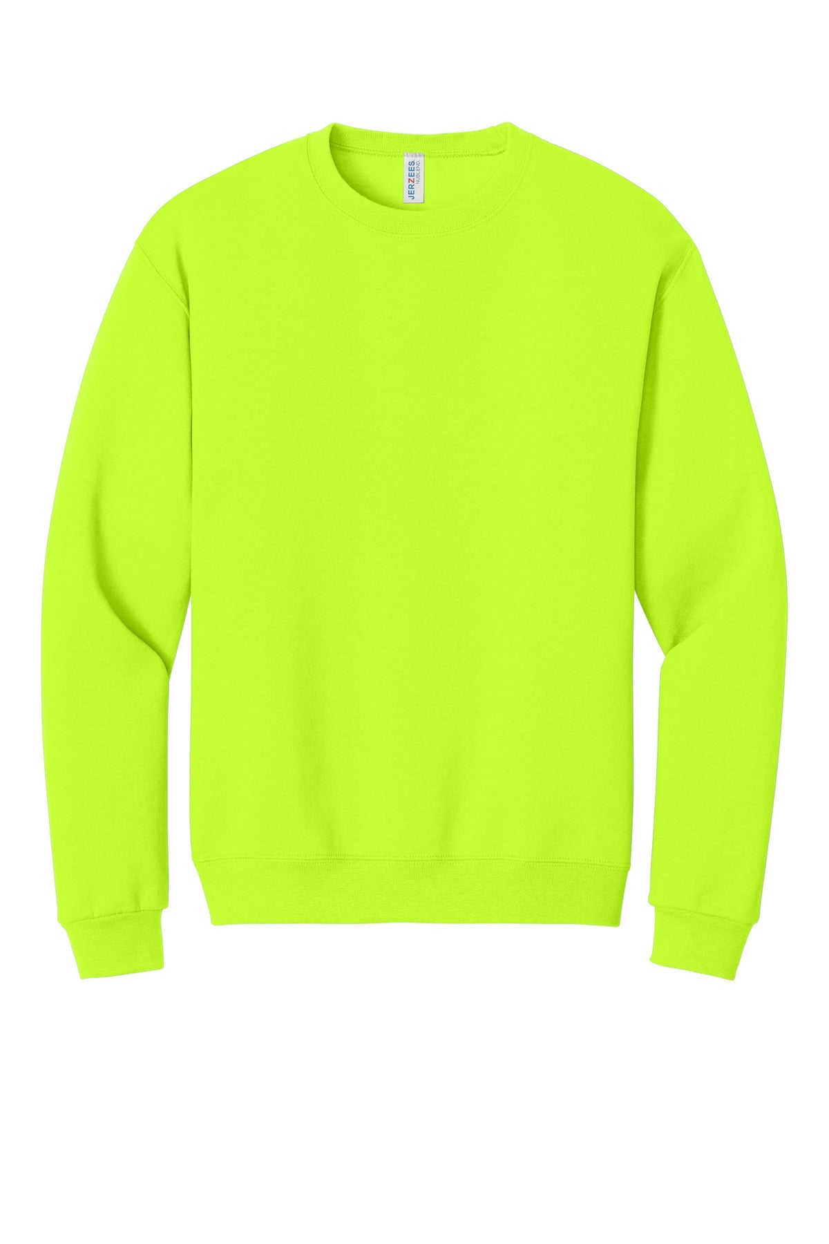 Front View of Safety Green Jerzees - NuBlend Crewneck Sweatshirt. 562M