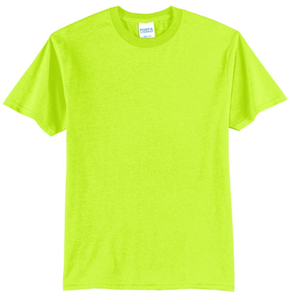 Front View of Safety Green Port & Co Tall Core Blend Tee. PC55T