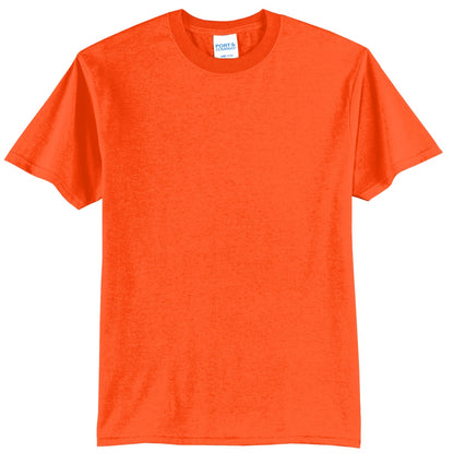 Front View of Safety Orange Port & Co Core Blend Tee. PC55