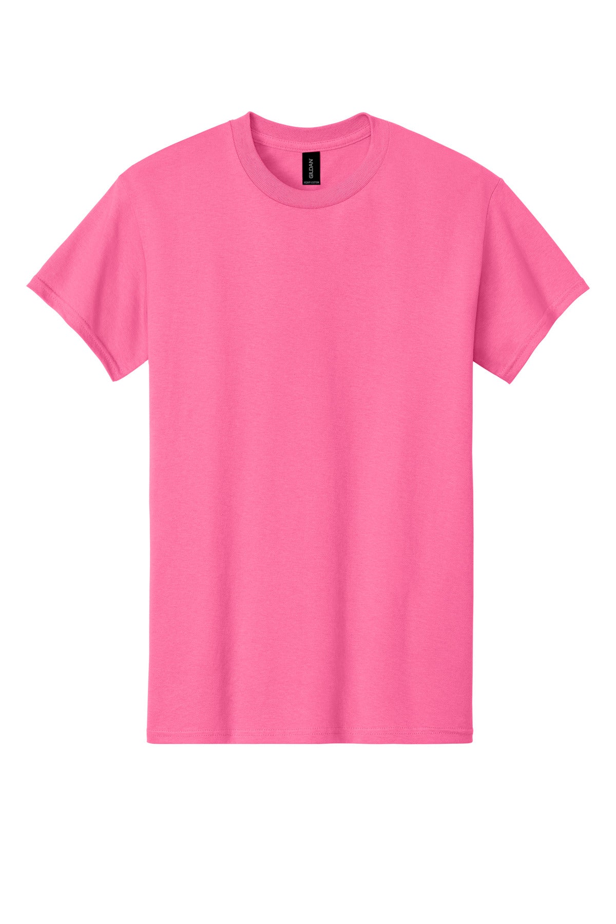 Front View of Safety Pink Gildan - Heavy Cotton 100% Cotton T-Shirt. 5000