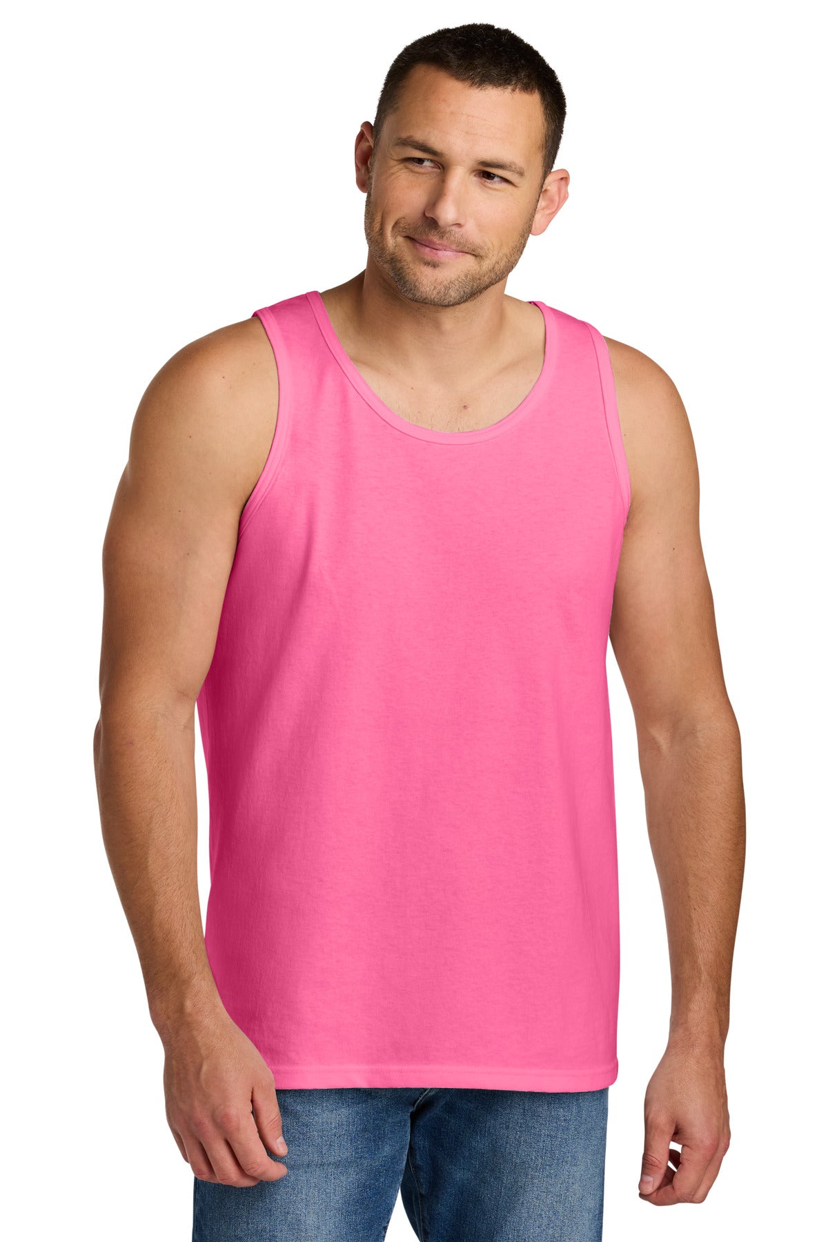 Front View of SafetyPink Gildan Heavy Cotton Tank Top. G5200