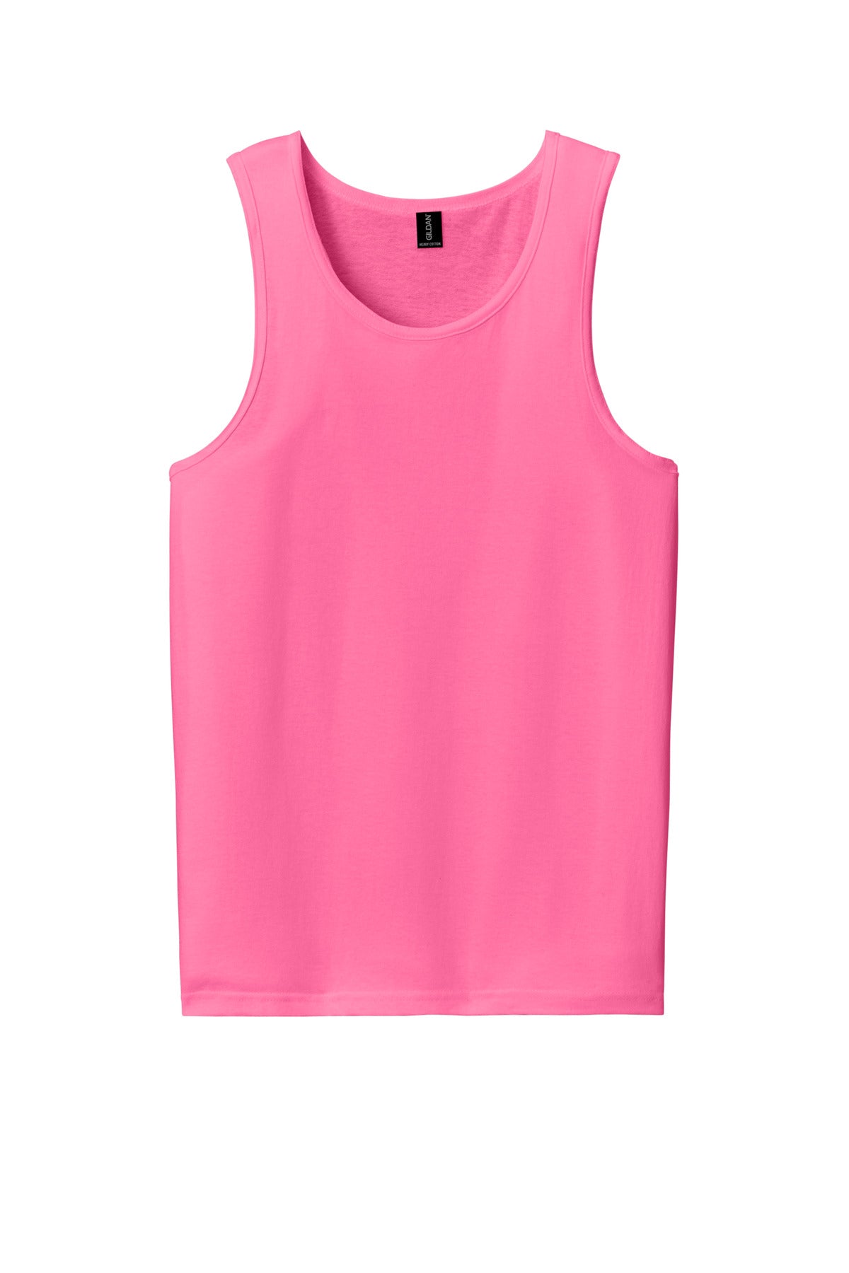 Front View of SafetyPink Gildan Heavy Cotton Tank Top. G5200