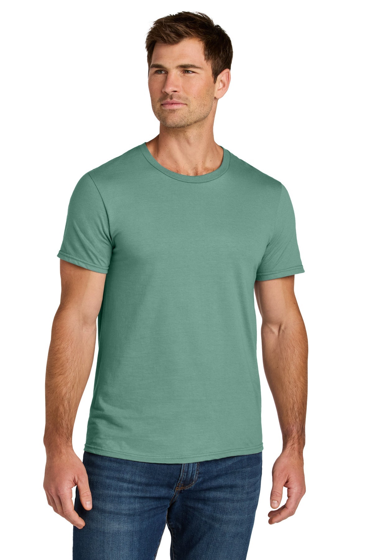 Front View of Sage Jerzees Ultimate Unisex Ring Spun T-Shirt IC46M