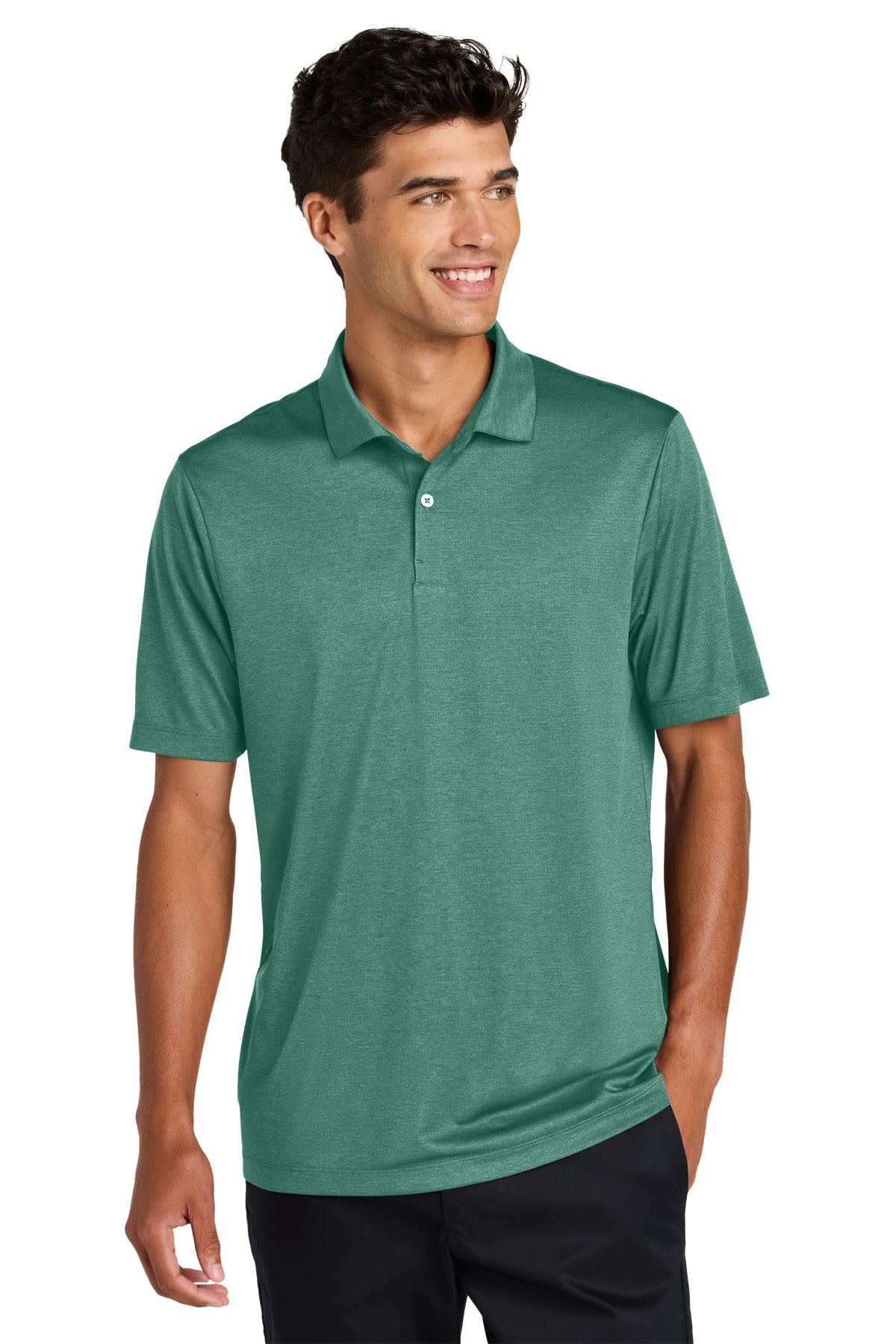 Front View of SageHthr Mercer+Mettle Recharge Jersey Polo MM1020