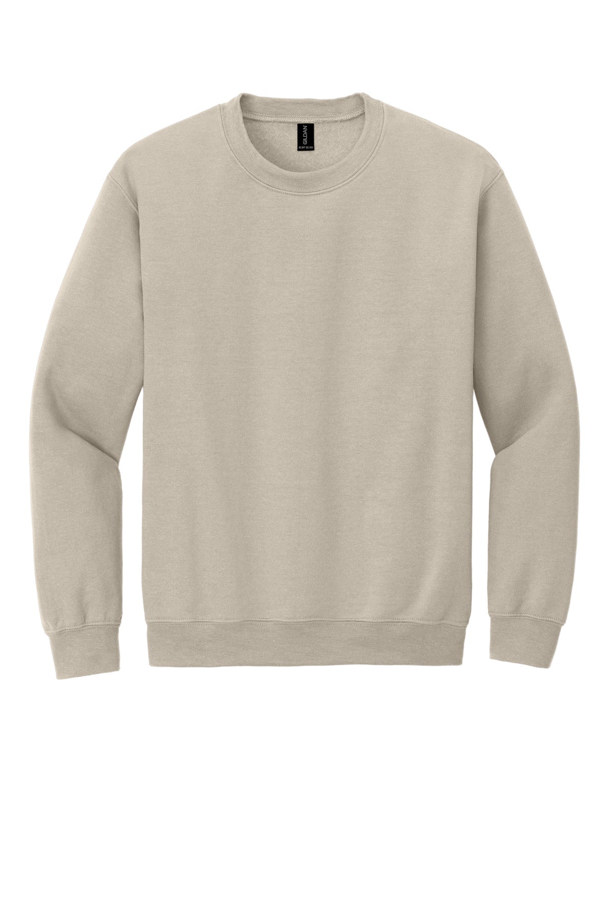 Front View of Sand Gildan Heavy Blend Crewneck Sweatshirt. 18000