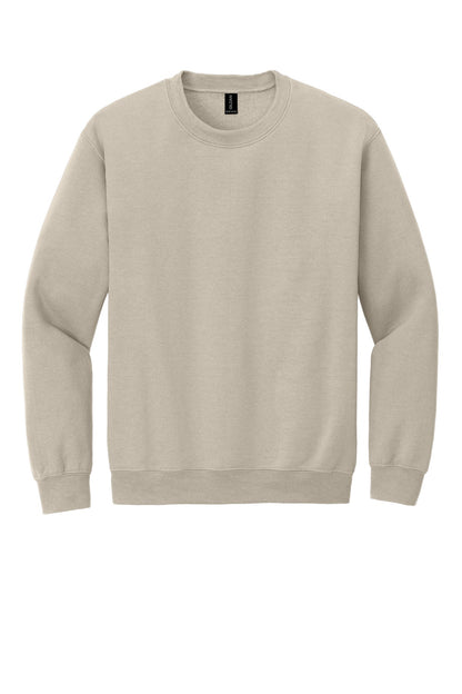 Front View of Sand Gildan Heavy Blend Crewneck Sweatshirt. 18000