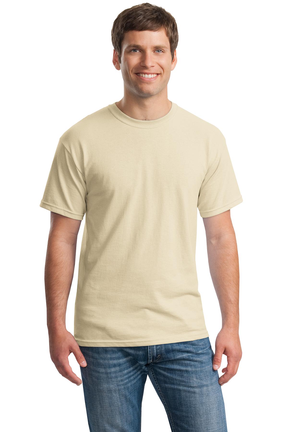 Front View of Sand Gildan - Heavy Cotton 100% Cotton T-Shirt. 5000
