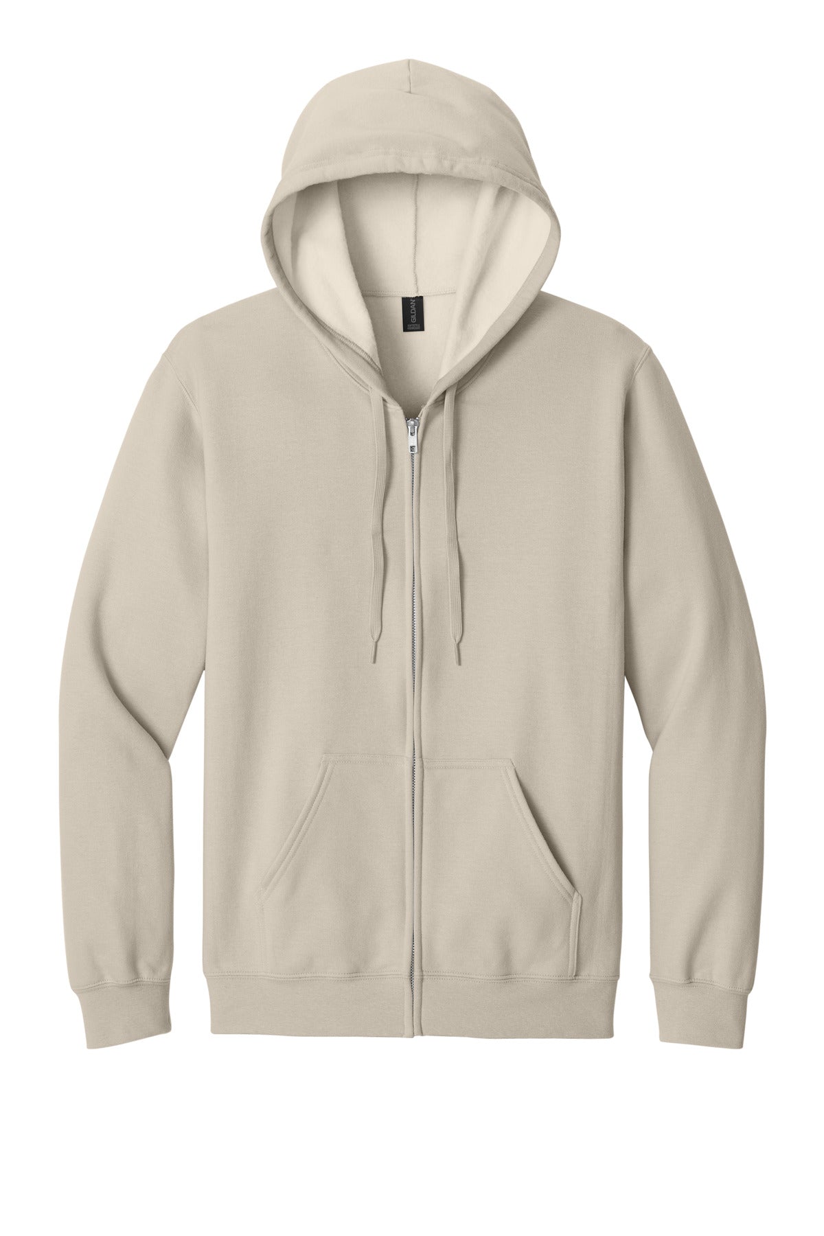 Front View of Sand Gildan Softstyle Midweight Fleece Full-Zip Hooded Sweatshirt SF600
