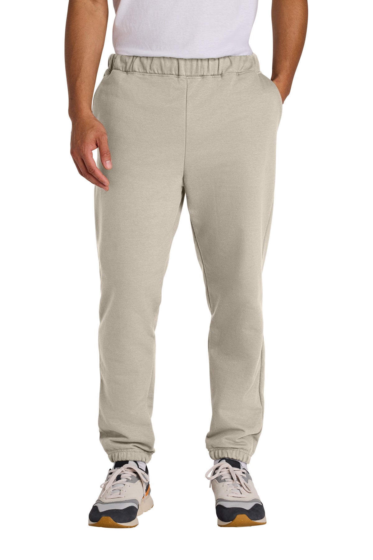 Front View of Sand Gildan Softstyle Midweight Pocket Sweatpants SF100