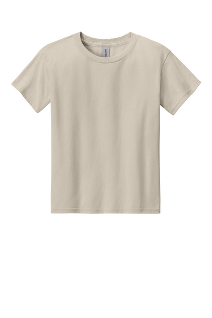Front View of Sand Gildan Youth Light Cotton Tee 3000B
