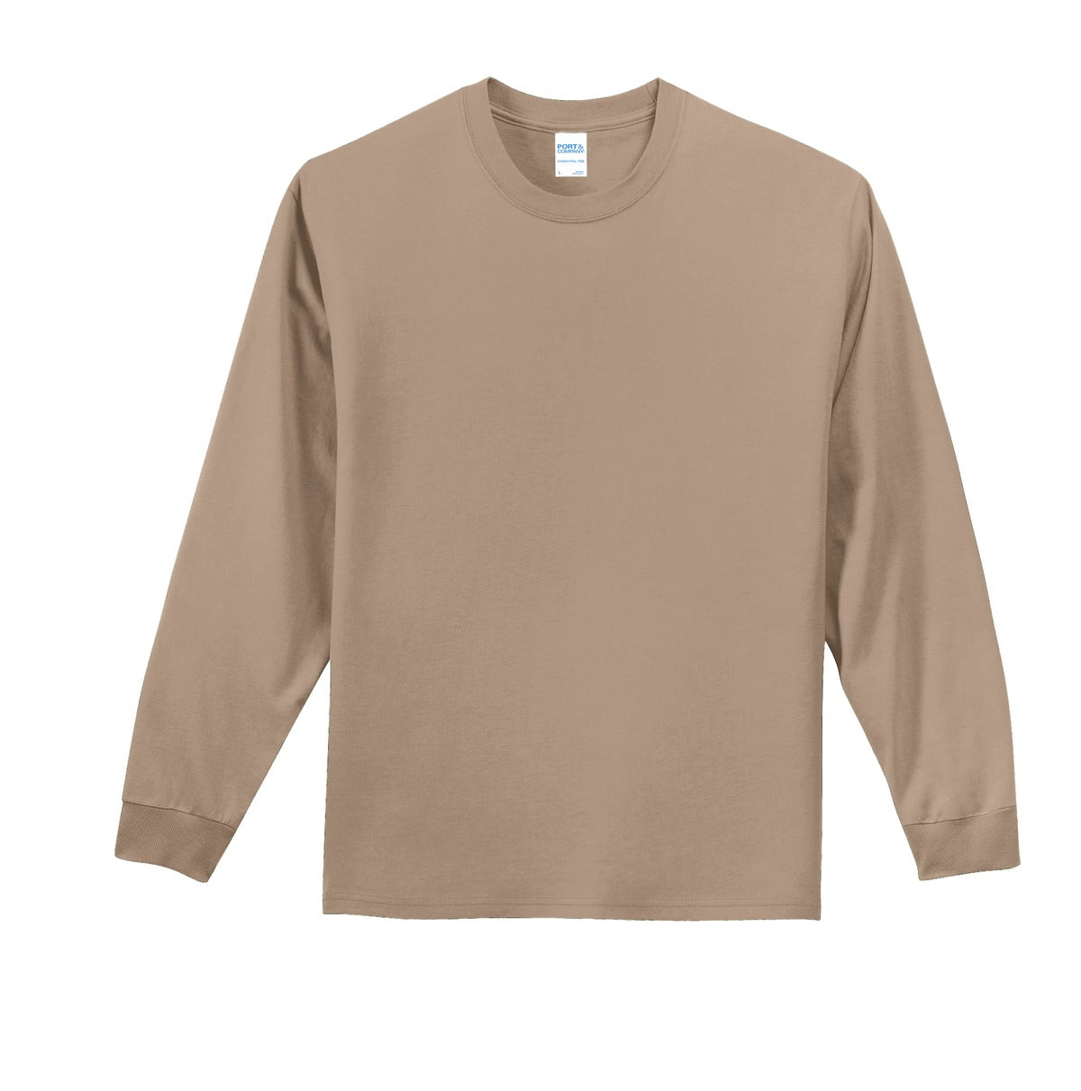 Front View of Sand Port & Co Long Sleeve Essential Tee. PC61LS