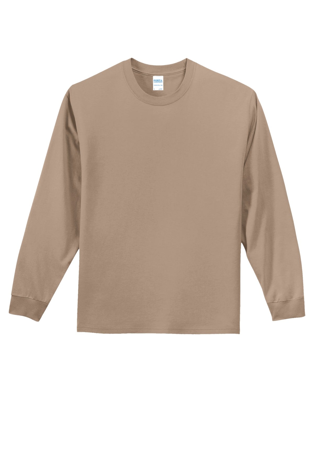 Front View of Sand Port & Co Long Sleeve Essential Tee. PC61LS