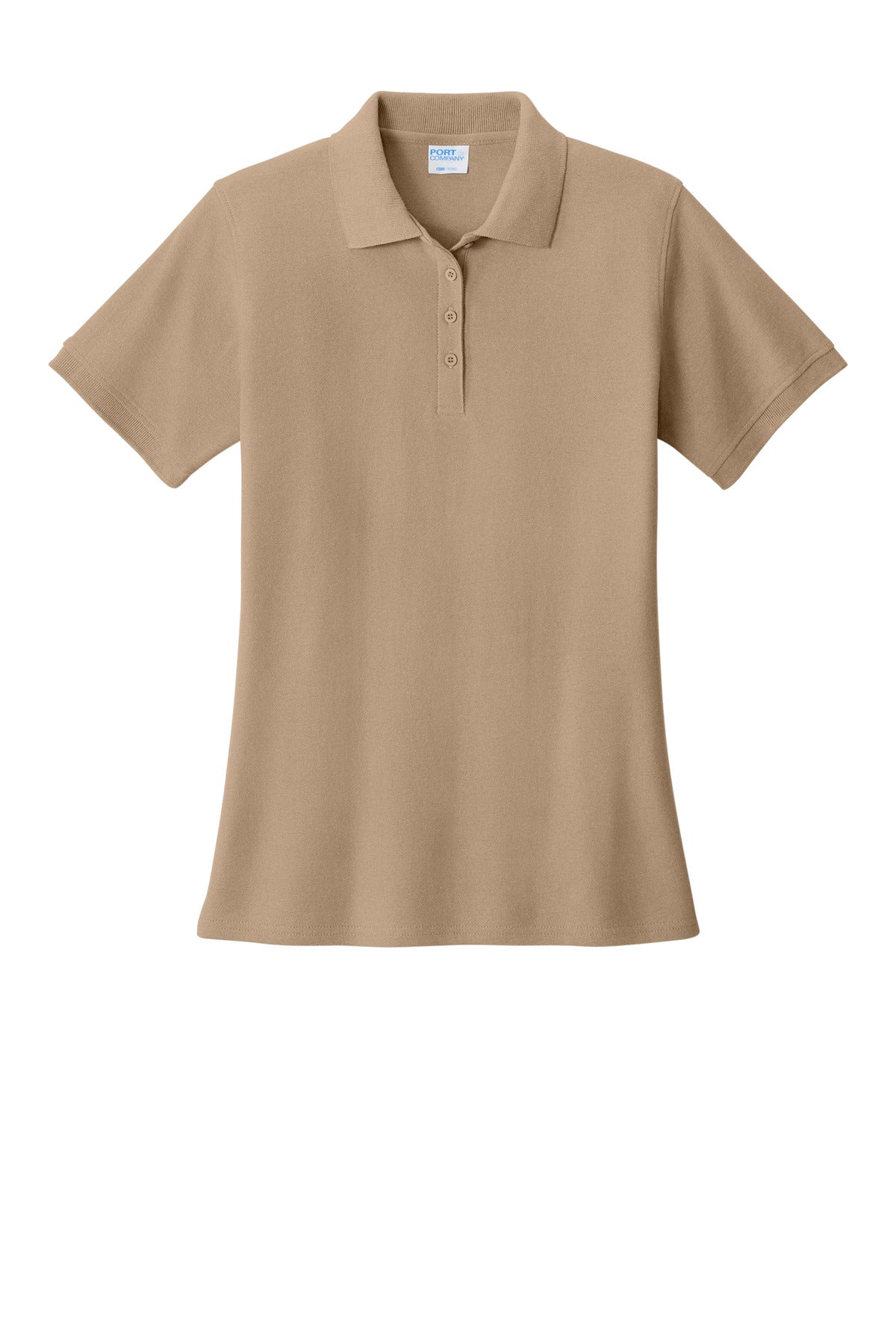 Front View of Sand Port & Co Women's Core Blend Pique Polo. LKP155
