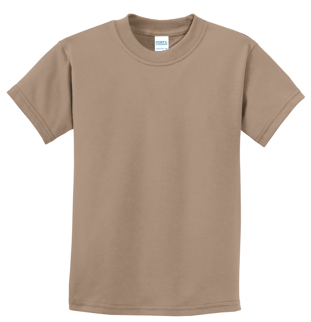 Front View of Sand Port & Co Youth Essential Tee. PC61Y
