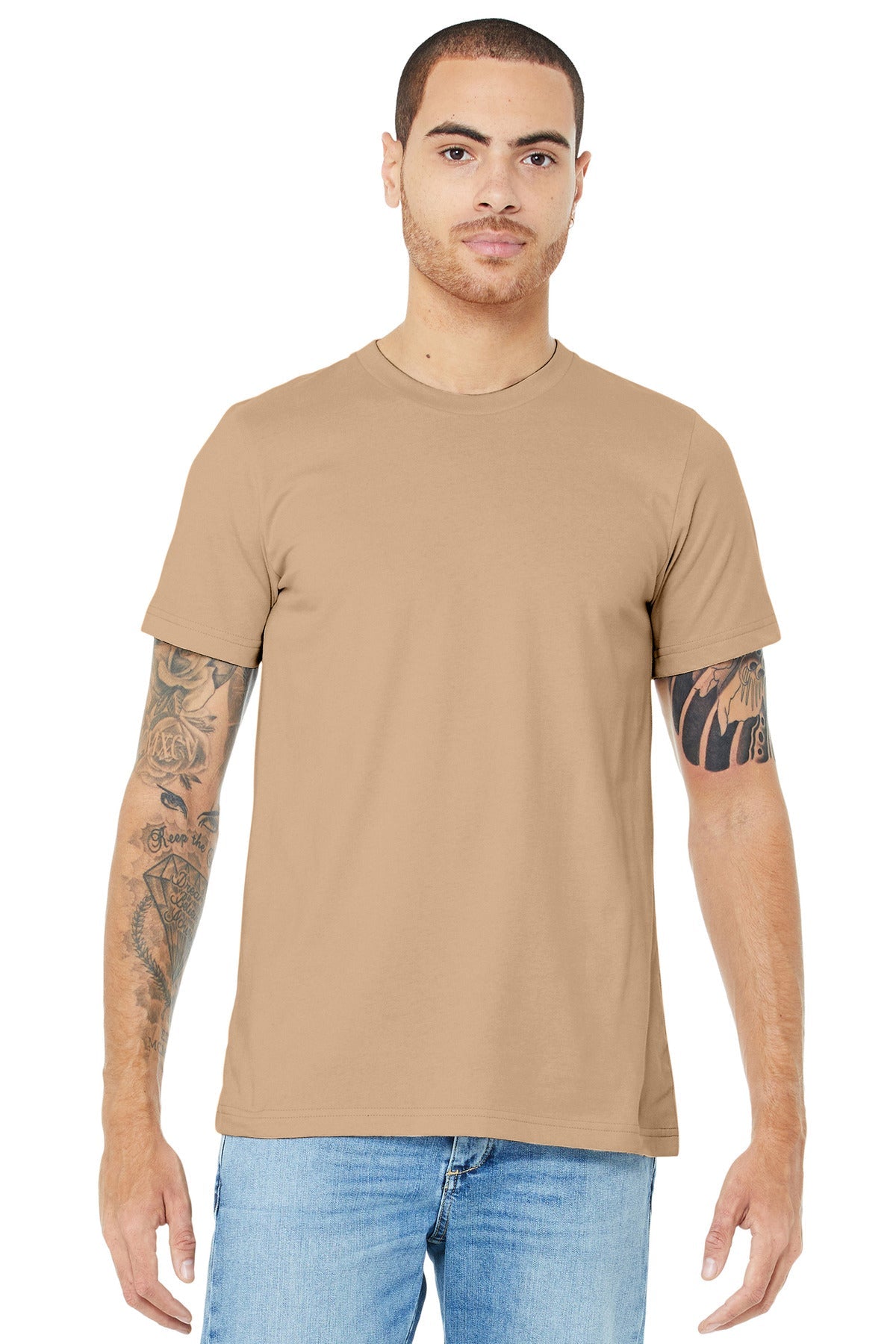 Front View of SandDune BELLA+CANVAS Unisex Jersey Short Sleeve Tee. BC3001