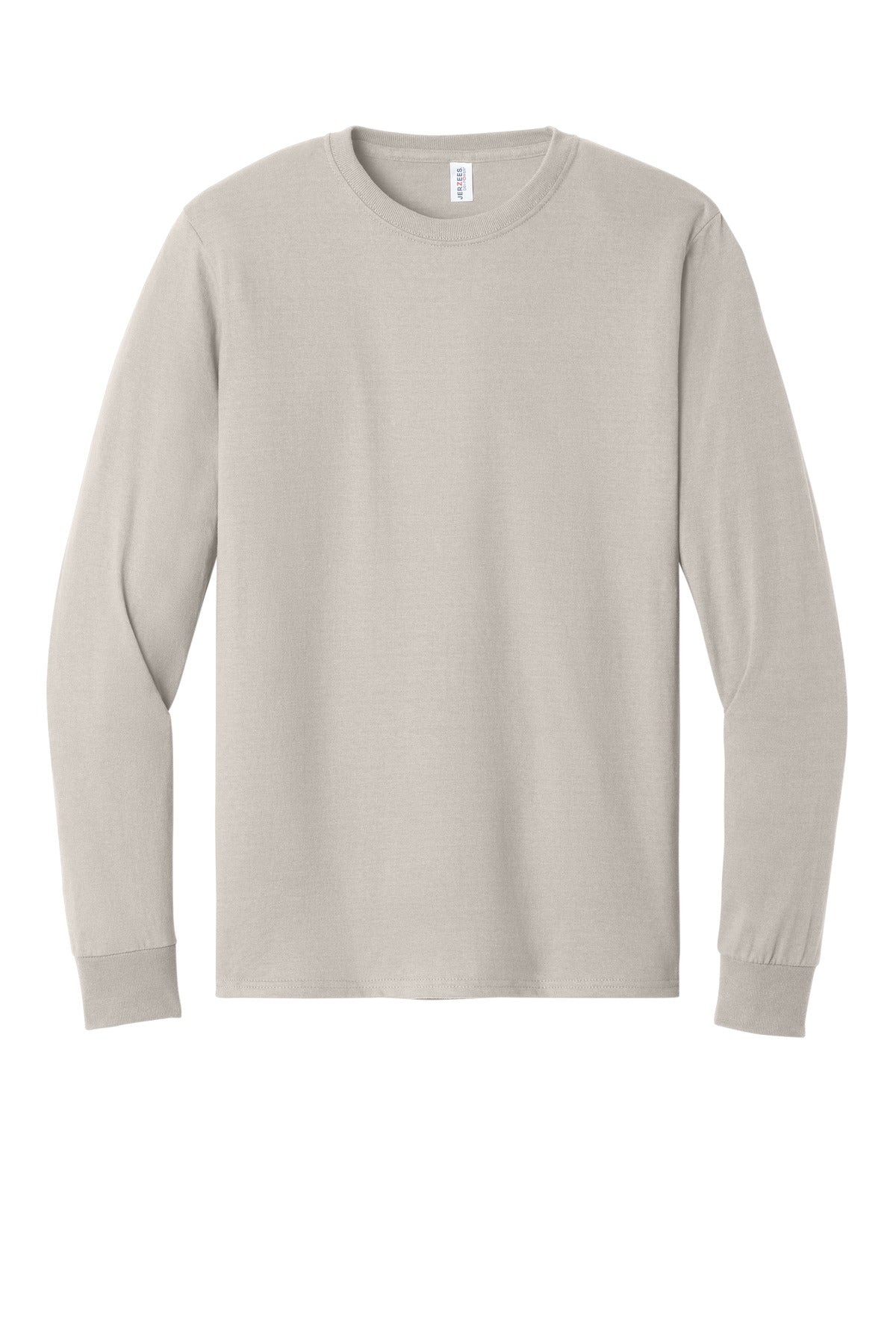 Front View of Sandstone Jerzees - Dri-Power 50/50 Cotton/Poly Long Sleeve T-Shirt. 29LS