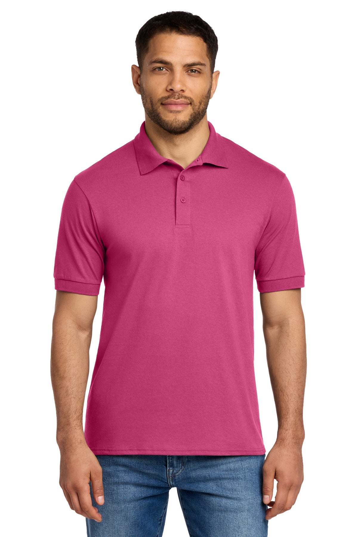 Front View of Sangria Port & Co Core Blend Jersey Knit Polo. KP55