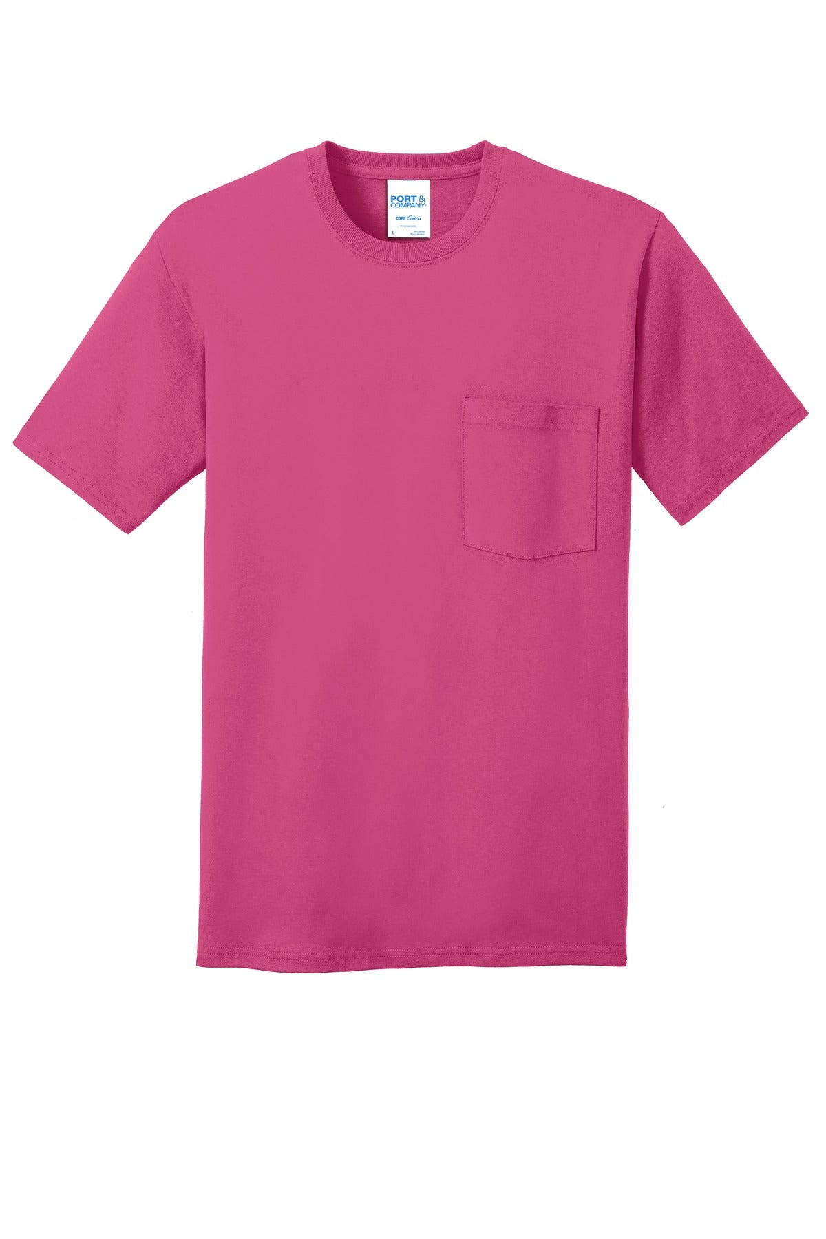 Front View of Sangria Port & Co Core Cotton Pocket Tee. PC54P