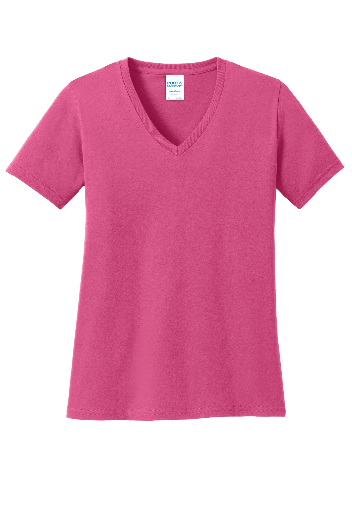 Front View of Sangria Port & Co Women's Core Cotton V-Neck Tee. LPC54V