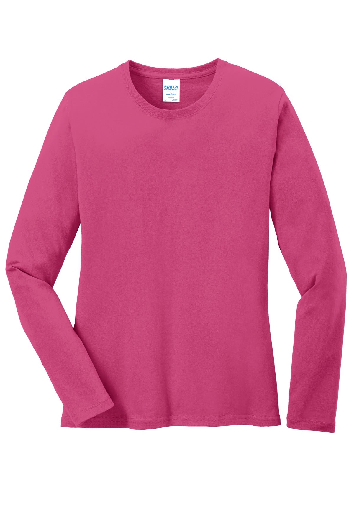 Front View of Sangria Port & Co Women's Long Sleeve Core Cotton Tee. LPC54LS
