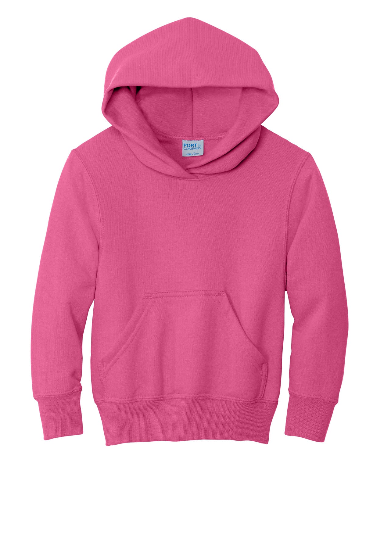 Front View of Sangria Port & Co Youth Core Fleece Pullover Hooded Sweatshirt. PC90YH