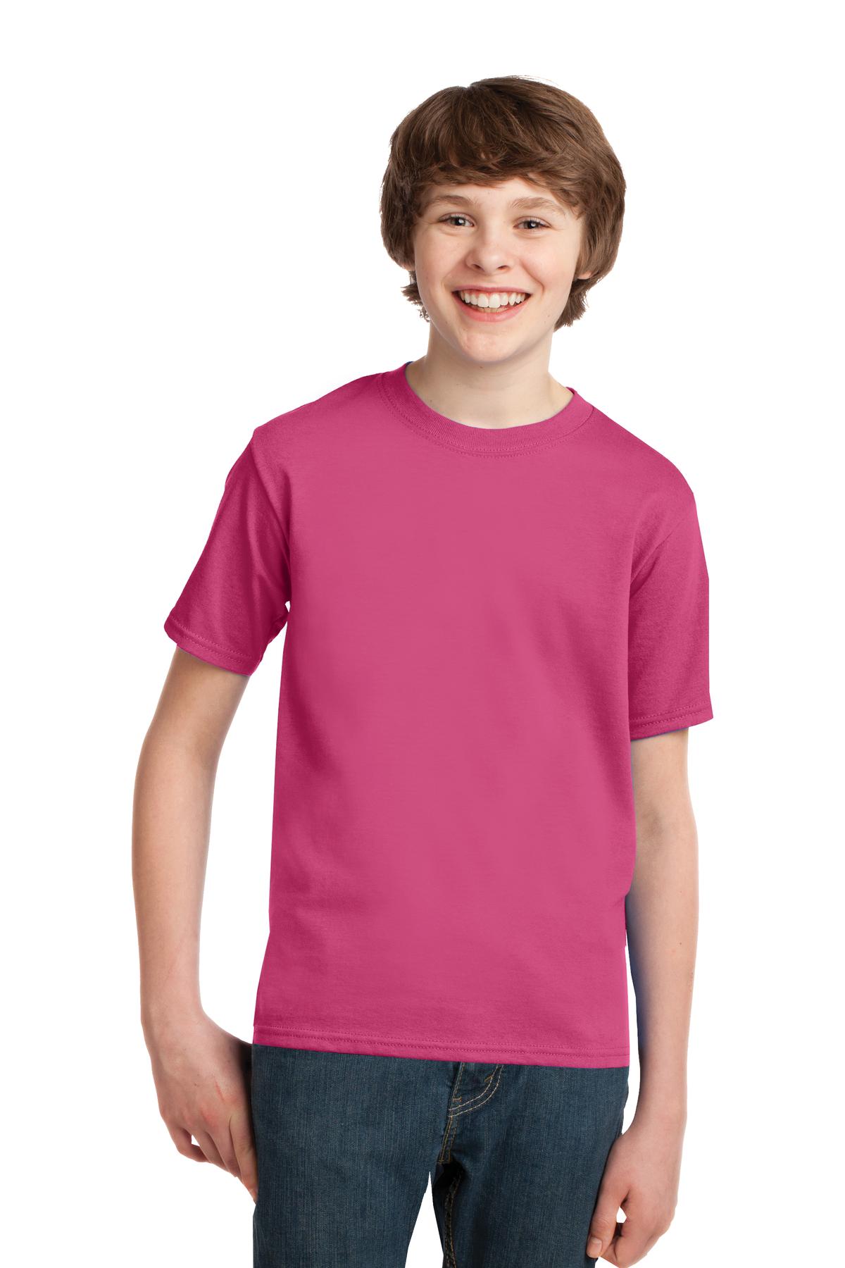 Front View of Sangria Port & Co Youth Essential Tee. PC61Y