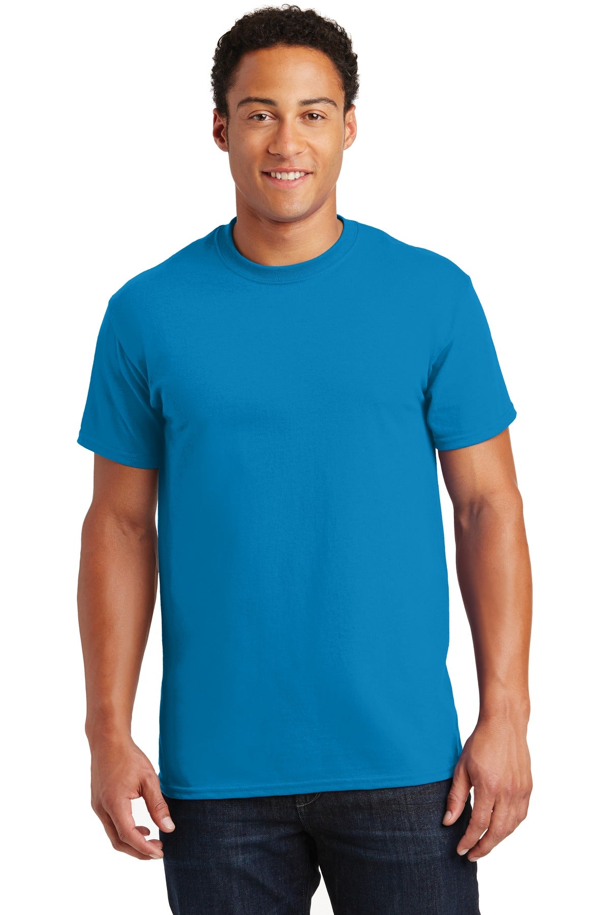 Front View of Sapphire Gildan - Ultra Cotton 100% US Cotton T-Shirt. 2000