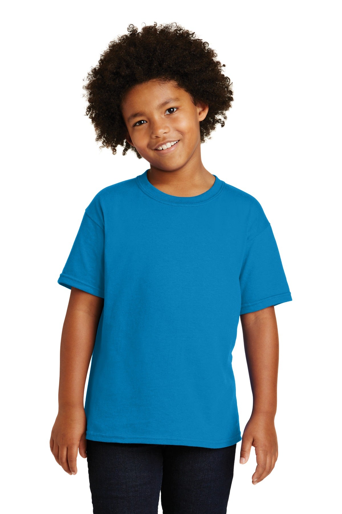 Front View of Sapphire Gildan - Youth Heavy Cotton 100% Cotton T-Shirt. 5000B