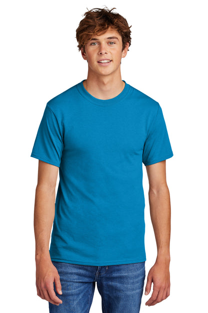 Front View of Sapphire Port & Co Core Blend Tee. PC55