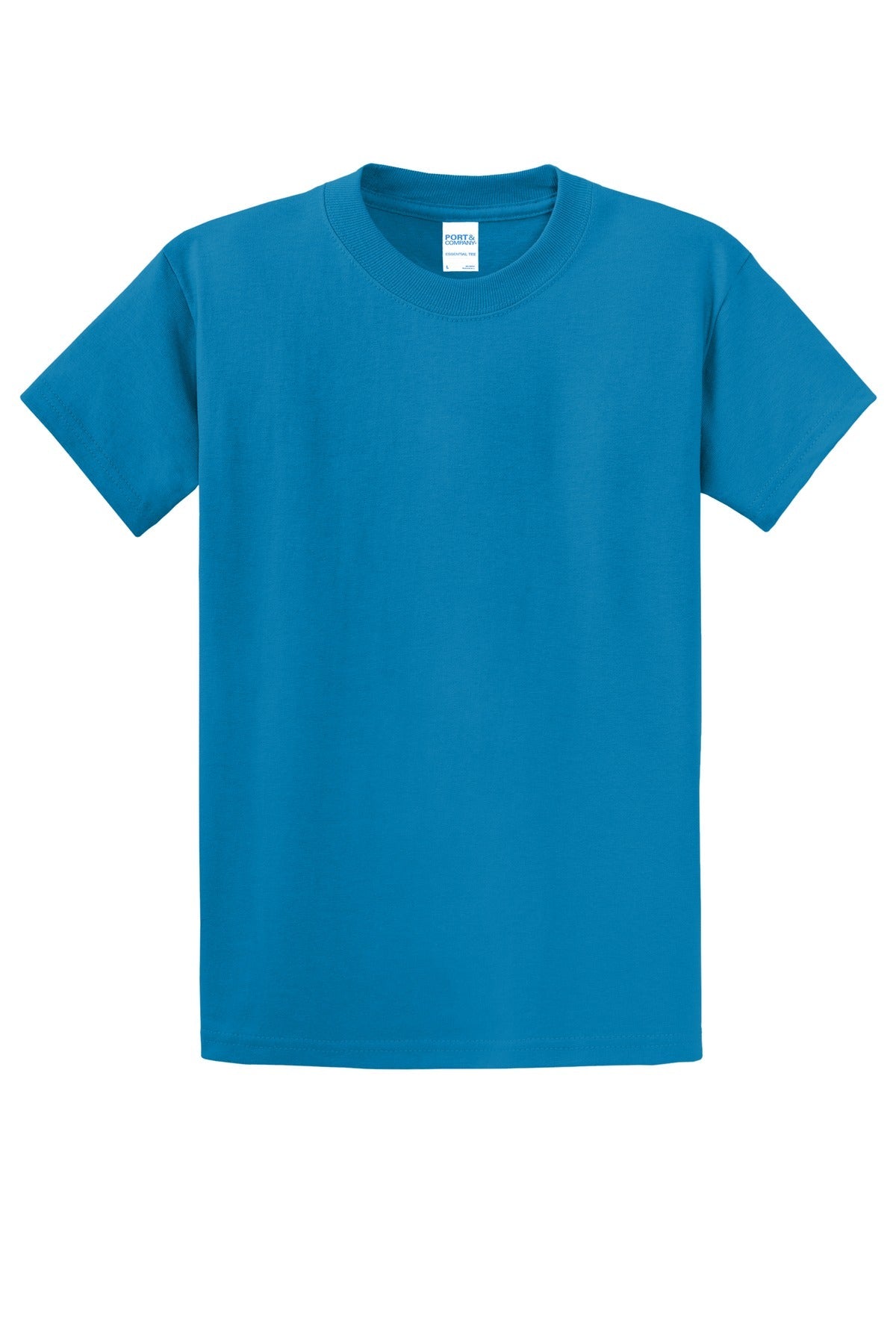 Front View of Sapphire Port & Co Essential Tee. PC61
