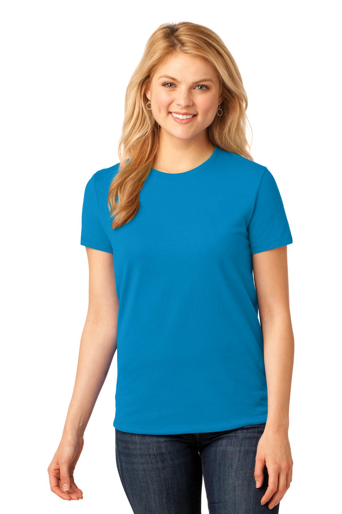 Front View of Sapphire Port & Co Women's Core Cotton Tee. LPC54
