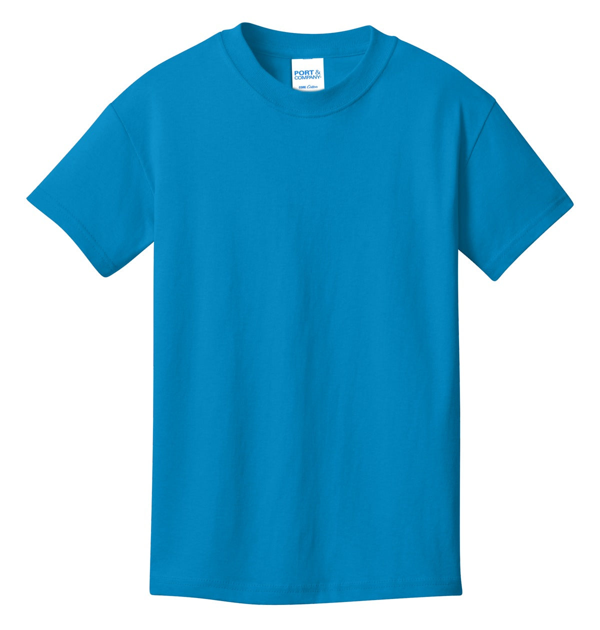 Front View of Sapphire Port & Co Youth Core Cotton Tee. PC54Y