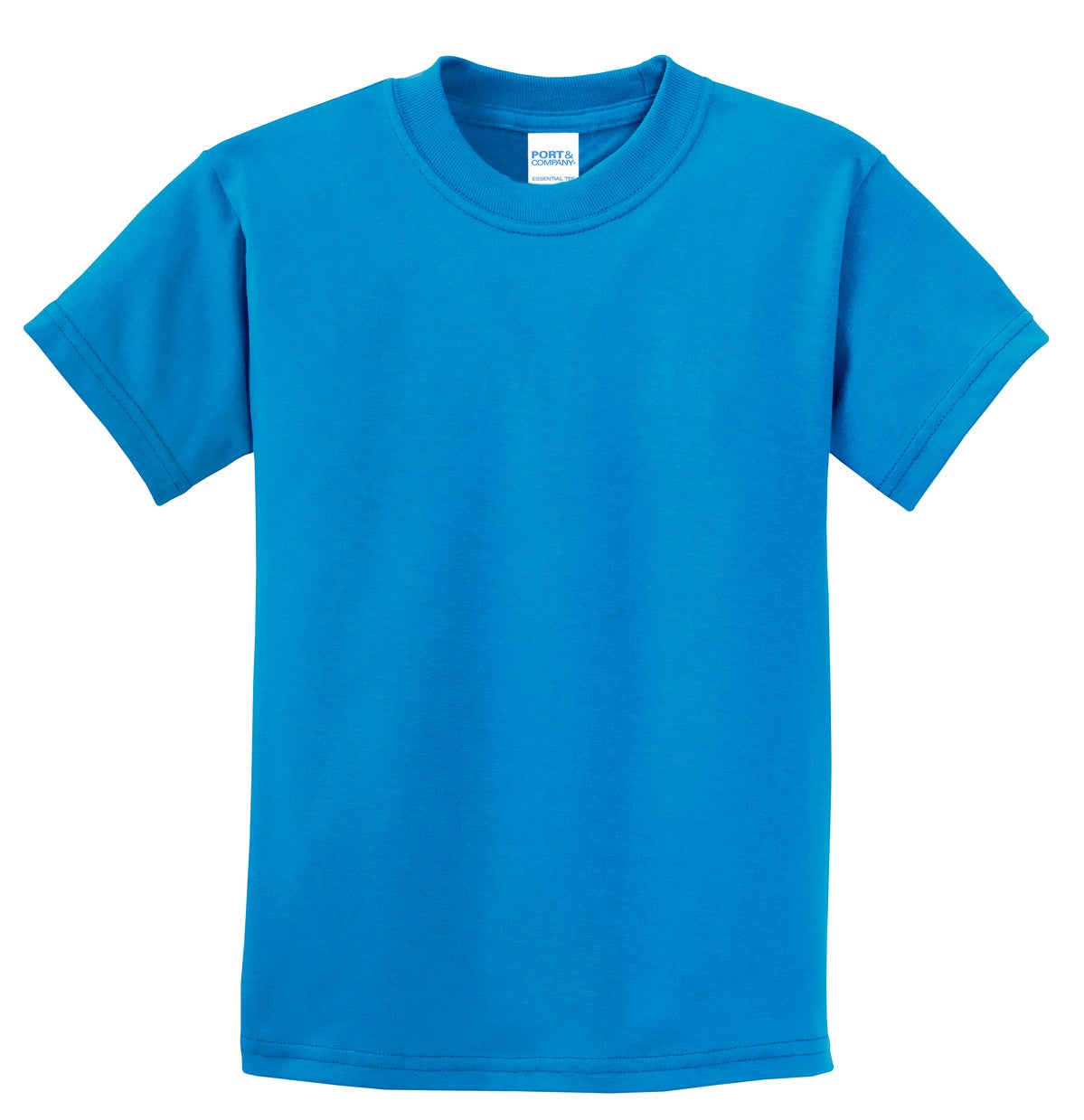 Front View of Sapphire Port & Co Youth Essential Tee. PC61Y