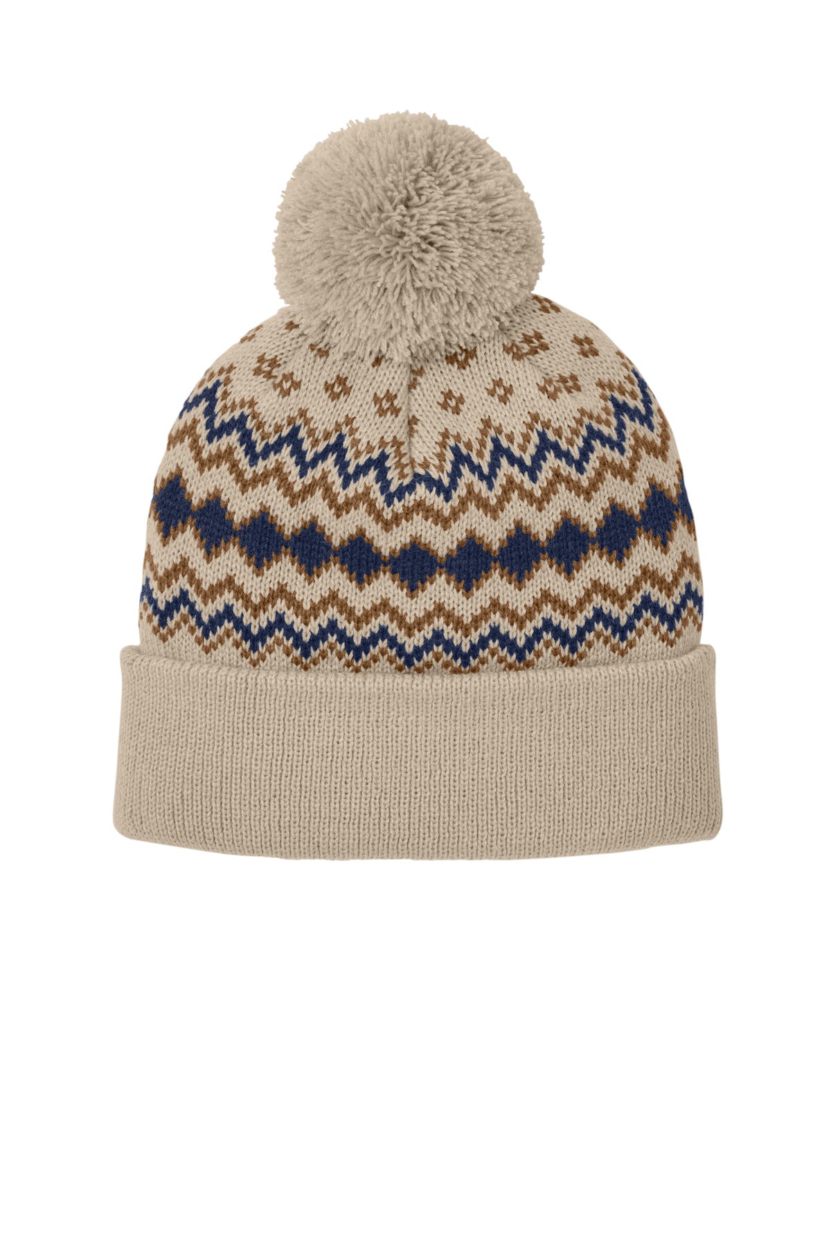 Front View of Sa/TN/DcBr Port Authority Alpine Pom Beanie C991