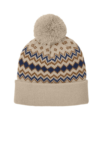 Front View of Sa/TN/DcBr Port Authority Alpine Pom Beanie C991