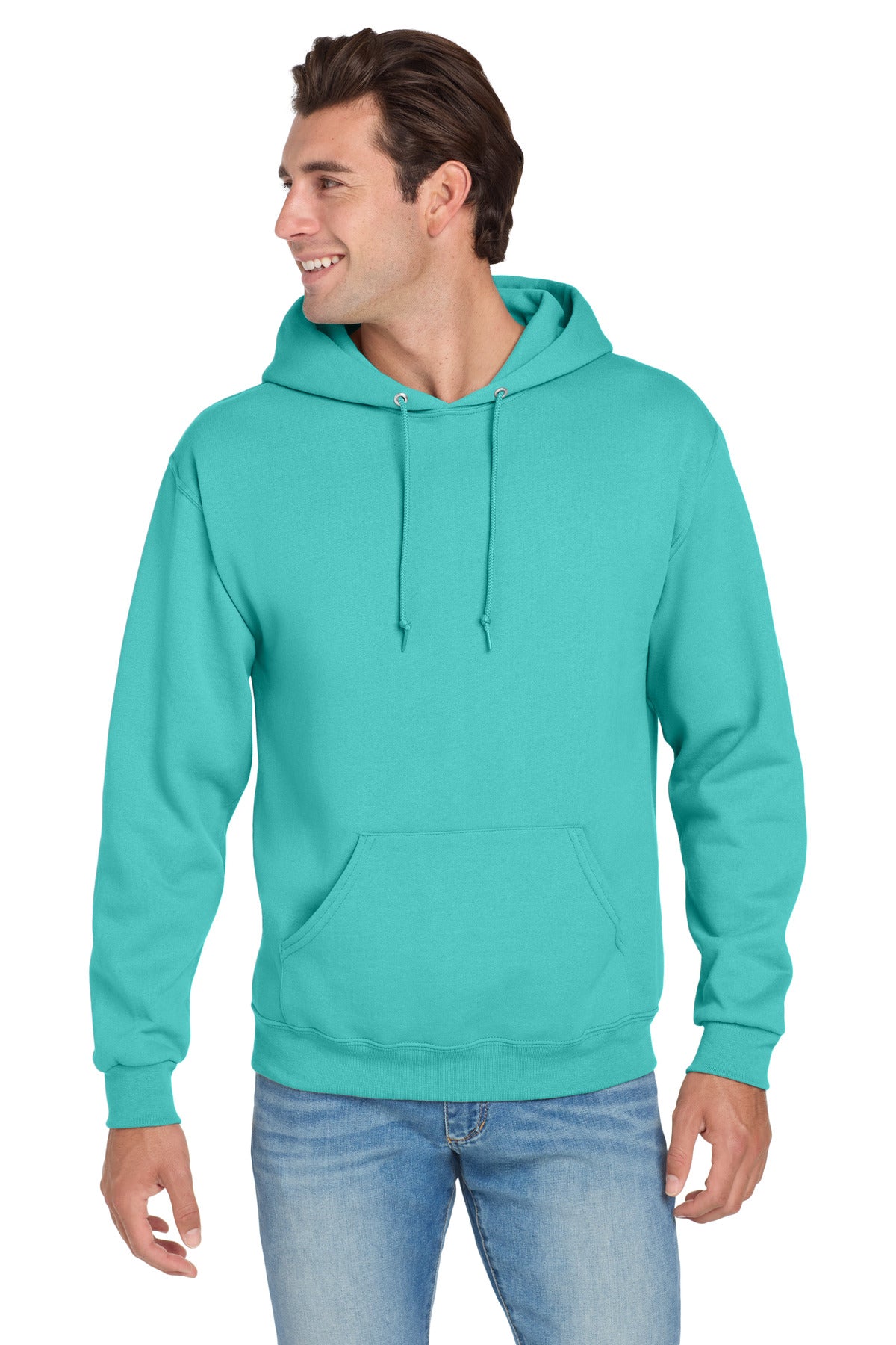Front View of ScubaBlue Jerzees NuBlend Pullover Hooded Sweatshirt. 996M