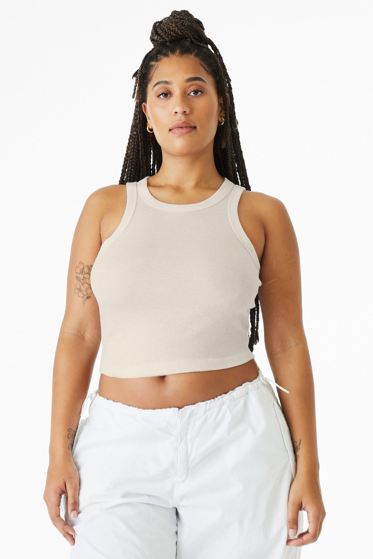 Front View of SdNatBlend BELLA+CANVAS Women's Micro Rib Racer Tank BC1019