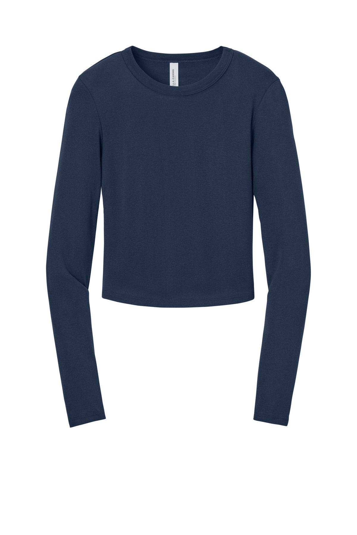 Front View of SdNvyBlend BELLA+CANVAS Women's Micro Rib Long Sleeve Baby Tee BC1501