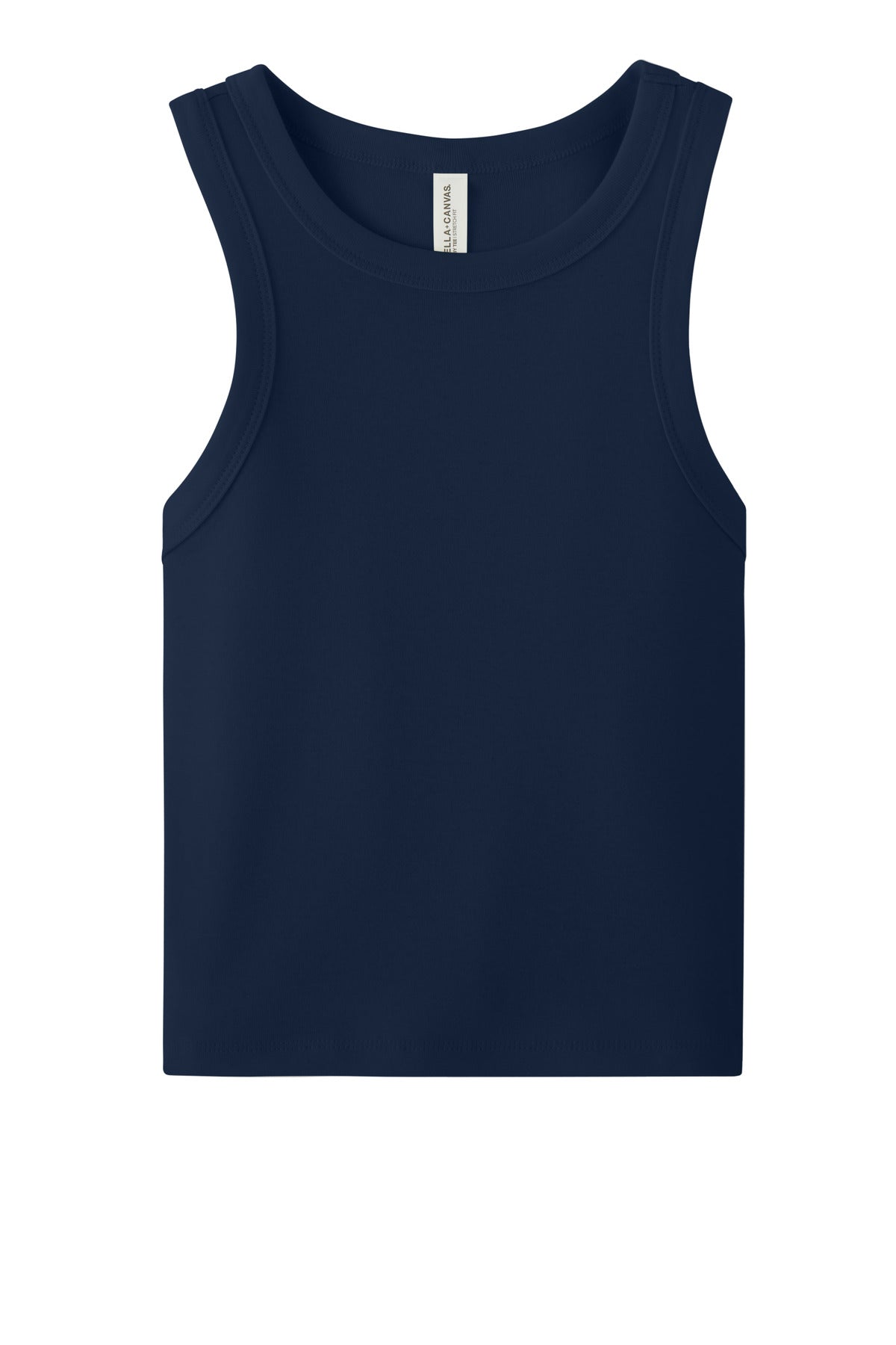 Front View of SdNvyBlend BELLA+CANVAS Women's Micro Rib Racer Tank BC1019