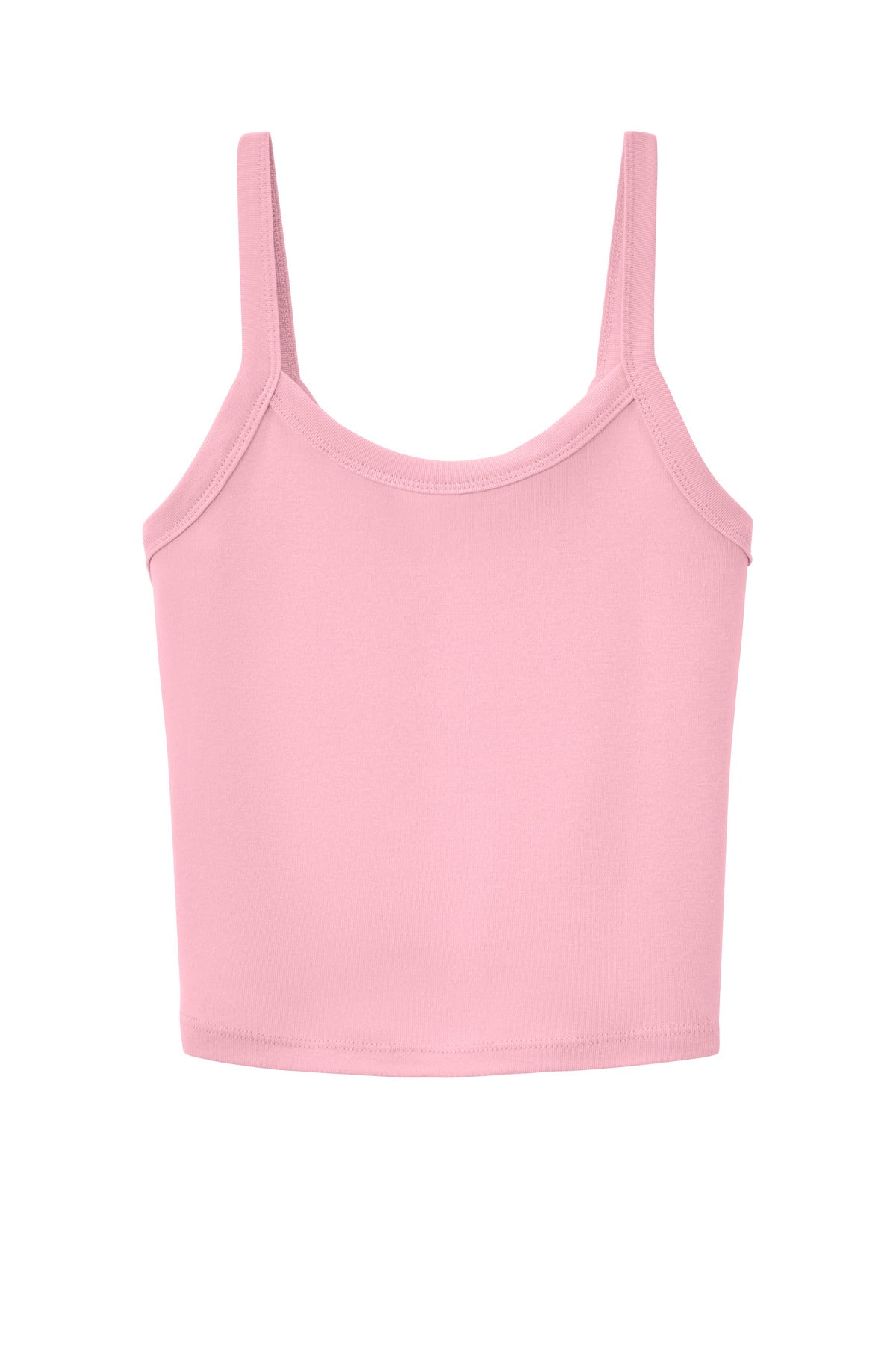 Front View of SdPnkBlend BELLA+CANVAS Women's Micro Rib Spaghetti Strap Tank BC1012